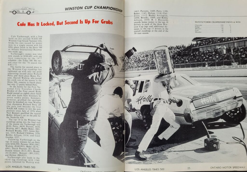 1977 NASCAR Ontario Times 500 Program Pages 24-25