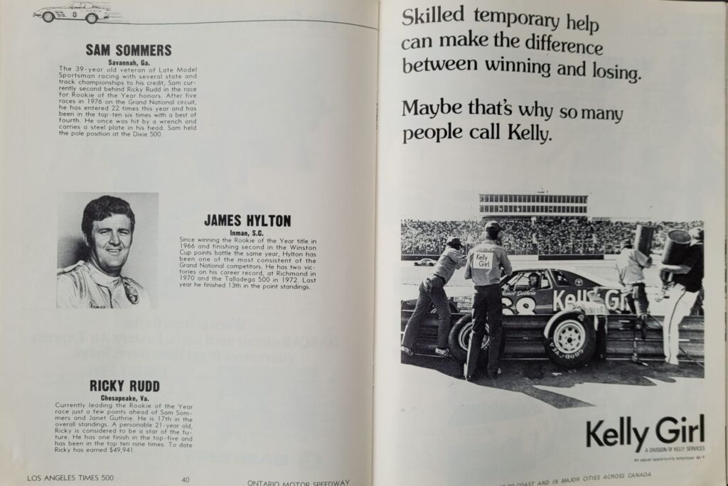 1977 NASCAR Ontario Times 500 Program Pages 40-41