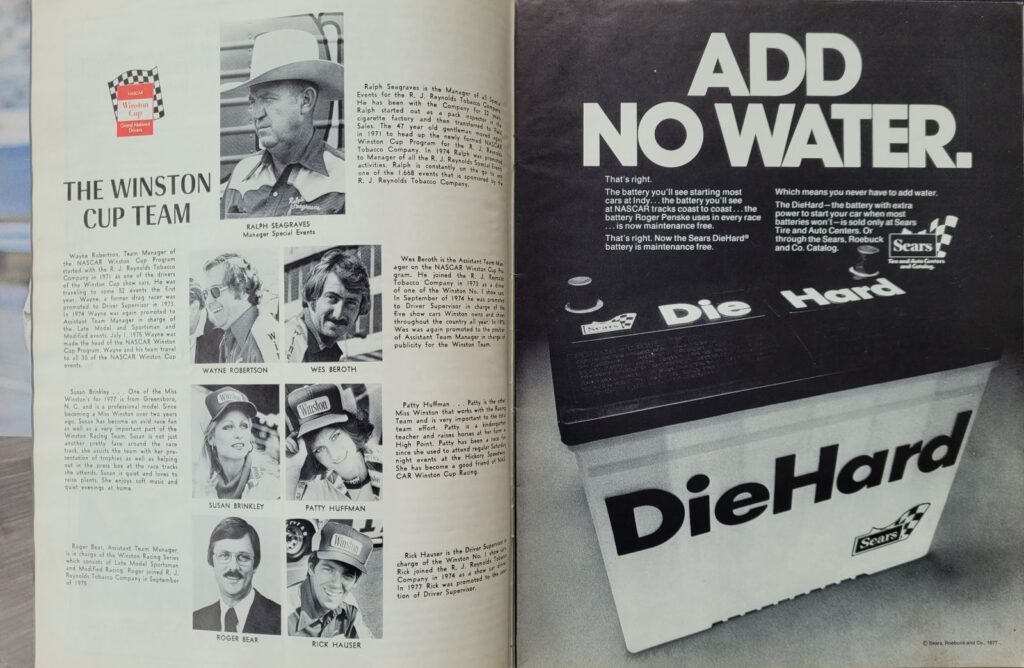 1977 NASCAR Richmond Capital City 400 Program Winston Cup Team