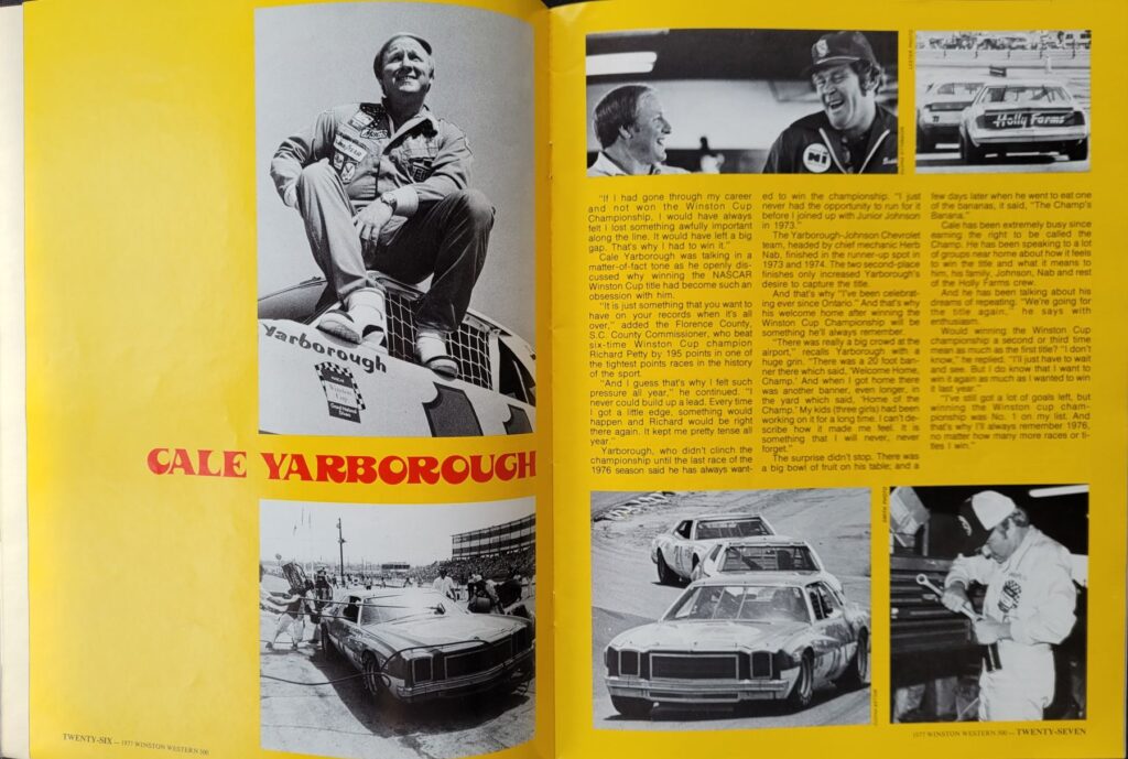 1977 NASCAR Riverside Winston Western 500 Program Pages 26-27