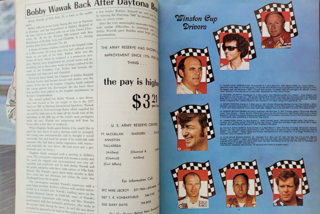 1977 NASCAR Talladega Winston 500 Program Pages 32-33