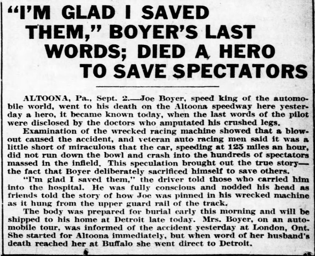 "I'm Glad I Saved Them," Boyer's Last Words; Died A Hero To Save Spectators