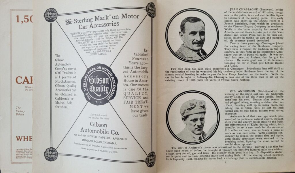 1914 AAA Indianapolis 500 Program Pages 4-5