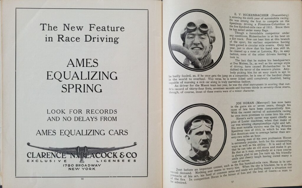 1914 AAA Indianapolis 500 Program Pages 56-57