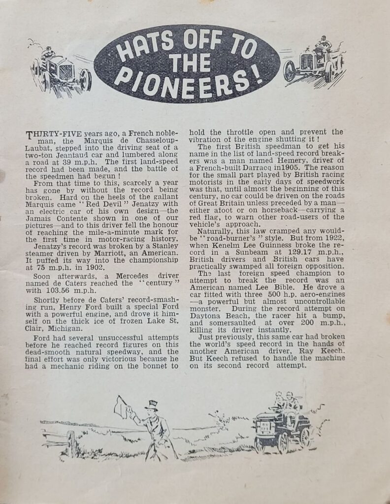 1933 Amalgamated Press Motors Album Pioneers