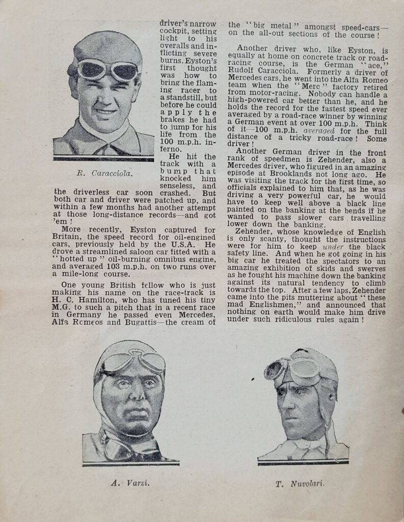 1933 Amalgamated Press Motors Album Speed Demons Page 2