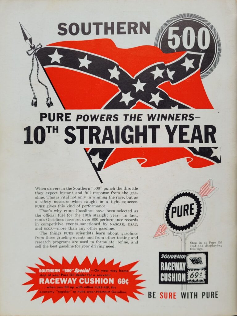 1960 NASCAR Darlington Southern 500 Program Back Cover