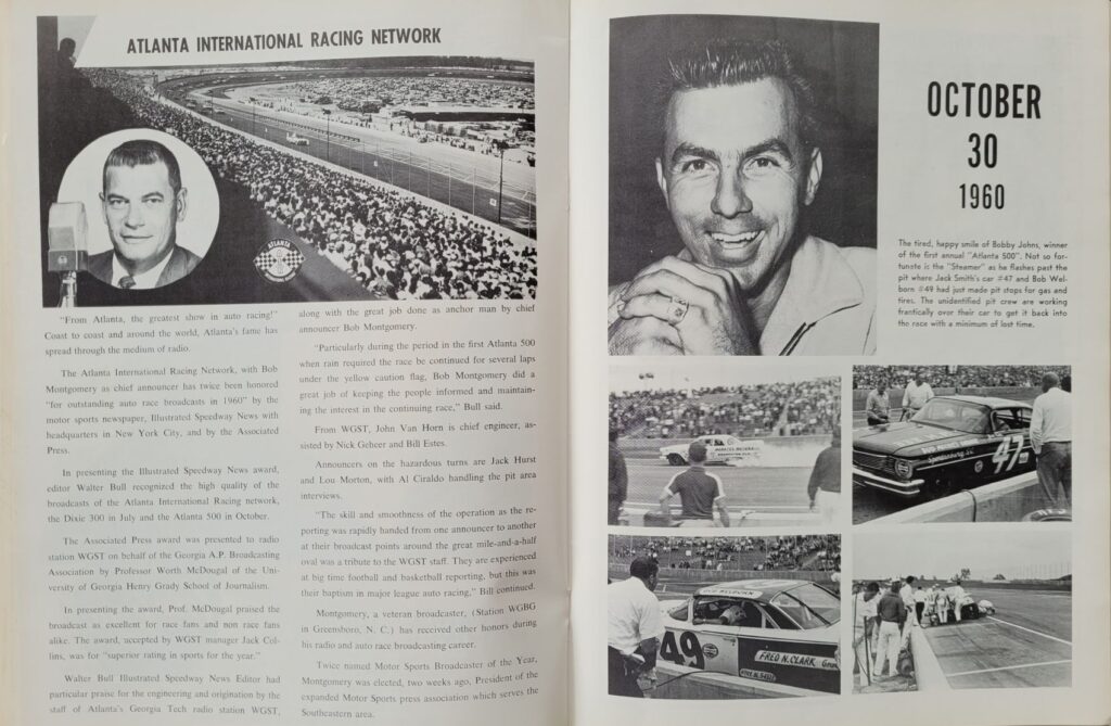 1961 NASCAR Atlanta Dixie 400 Program Bobby Johns