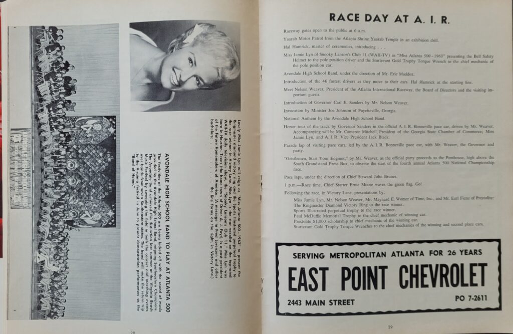 1963 NASCAR Atlanta 500 Program Pages 28-29