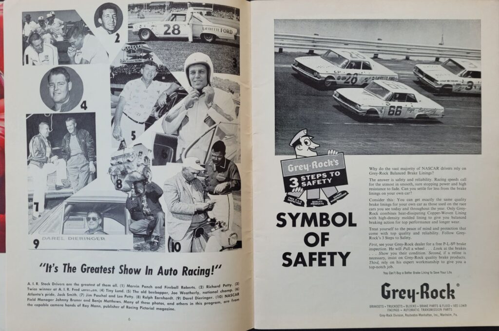 1963 NASCAR Atlanta 500 Program Pages 6-7