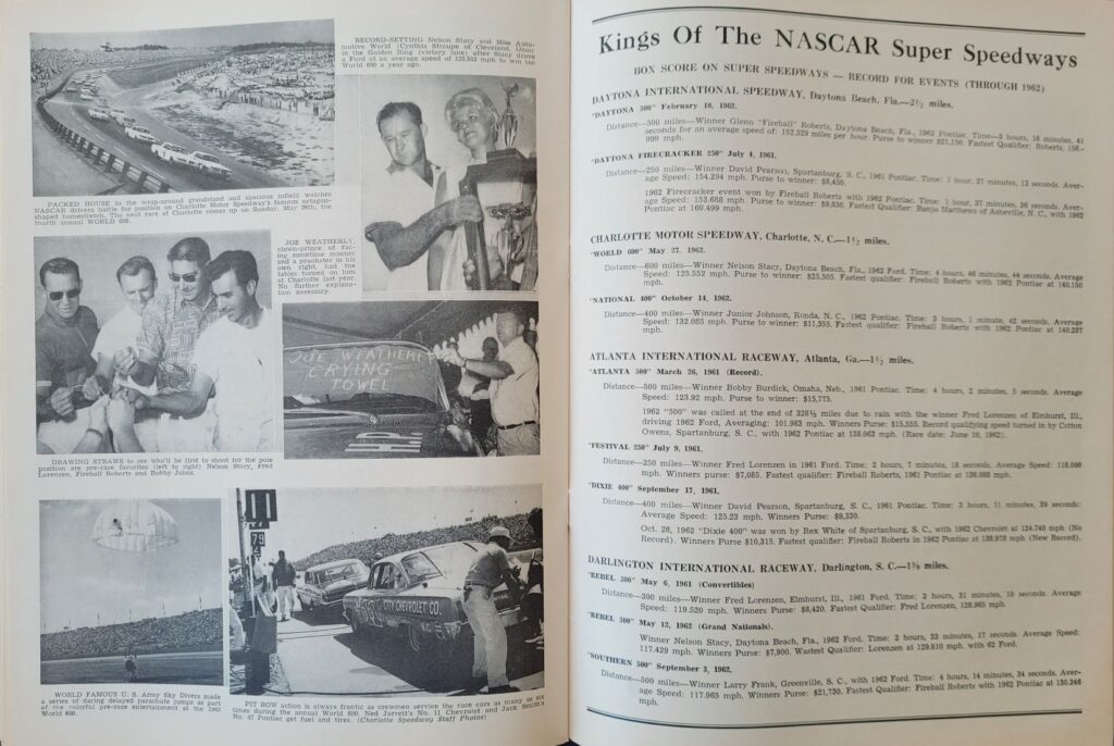 1963 NASCAR Bowman Gray (April) Program Superspeedways