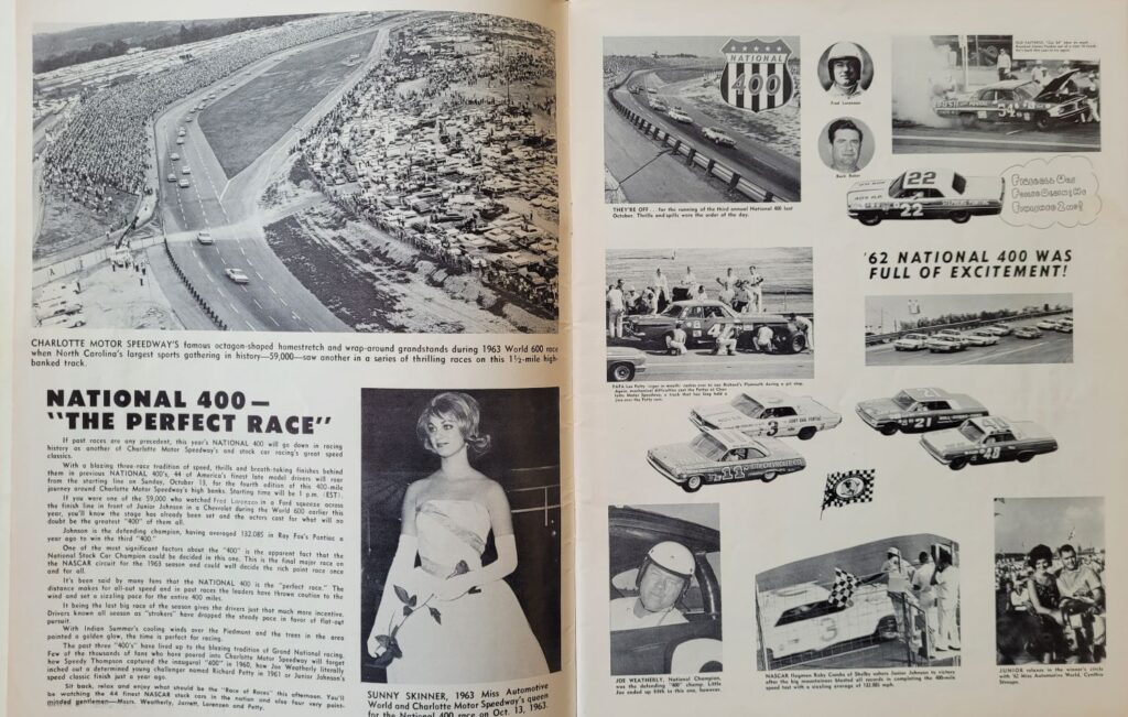 1963 NASCAR Charlotte National 400 Program Event Pictures