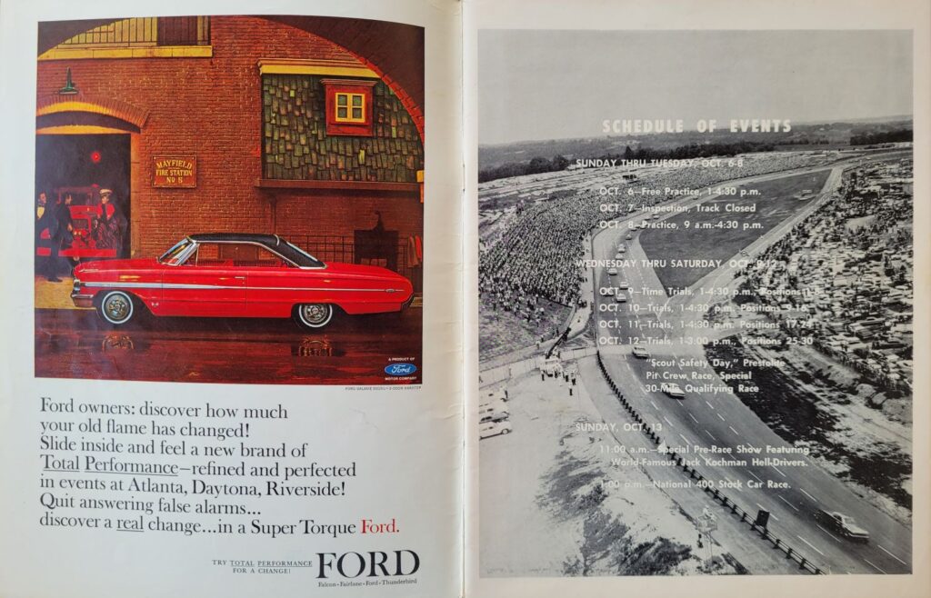 1963 NASCAR Charlotte National 400 Program Page 1