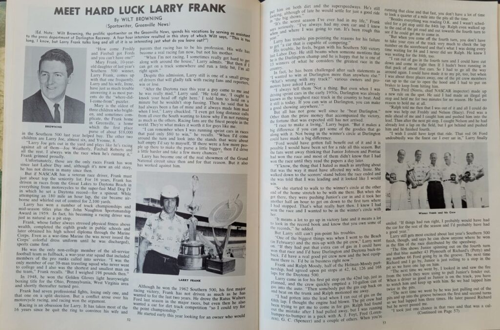 1963 NASCAR Darlington Southern 500 Pages 52-53