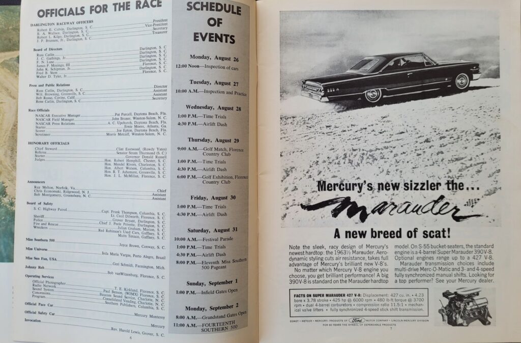 1963 NASCAR Darlington Southern 500 Pages 6-7