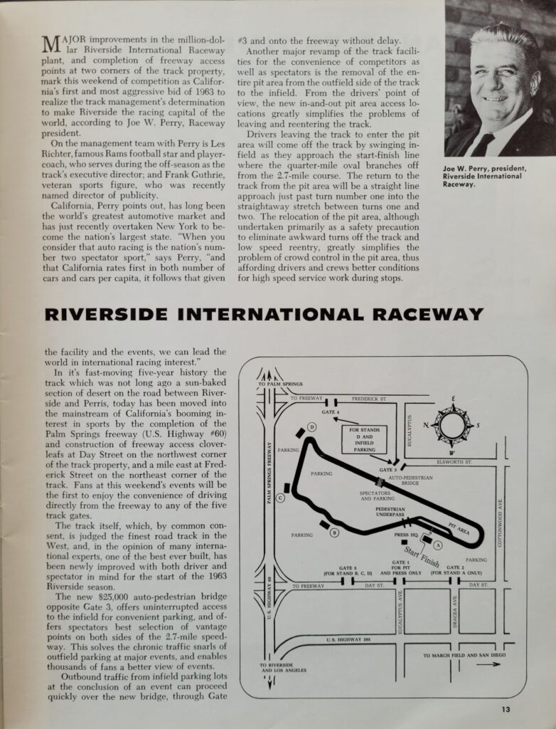 1963 NASCAR Riverside Motor Trend 500 Program Page 13