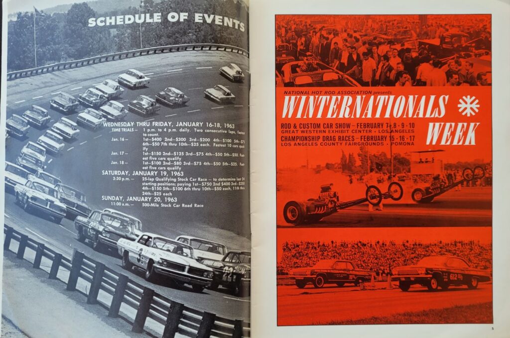 1963 NASCAR Riverside Motor Trend 500 Program Pages 4-5
