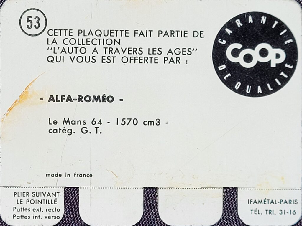 1964 COOP L'Auto A Travers Les Ages #53 Alfa-Romeo