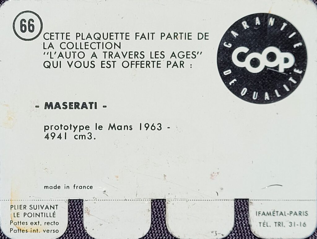 1964 COOP "L'Auto A Travers Les Ages" #66 Maserati