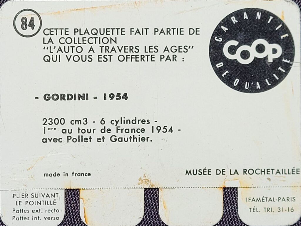 1964 COOP "L'Auto A Travers Les Ages" #84 Gordini