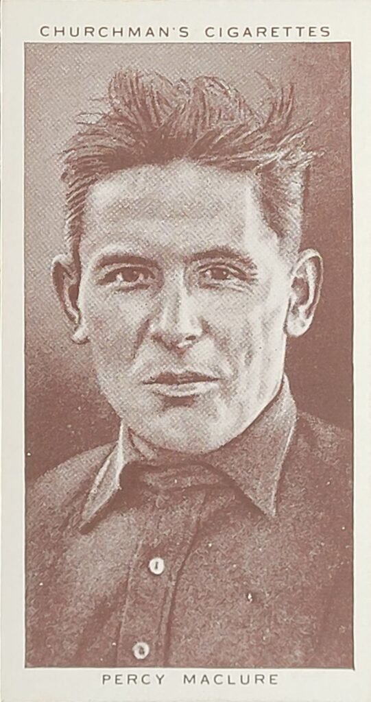 1939 W.A. & A.C. Churchman 
"Kings of Speed"
 Card #19 
Percy Maclure