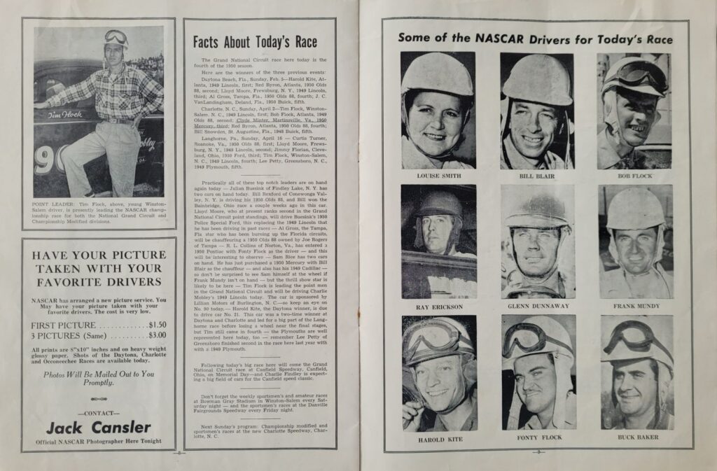 1950 NASCAR Martinsville Spring Program - Drivers