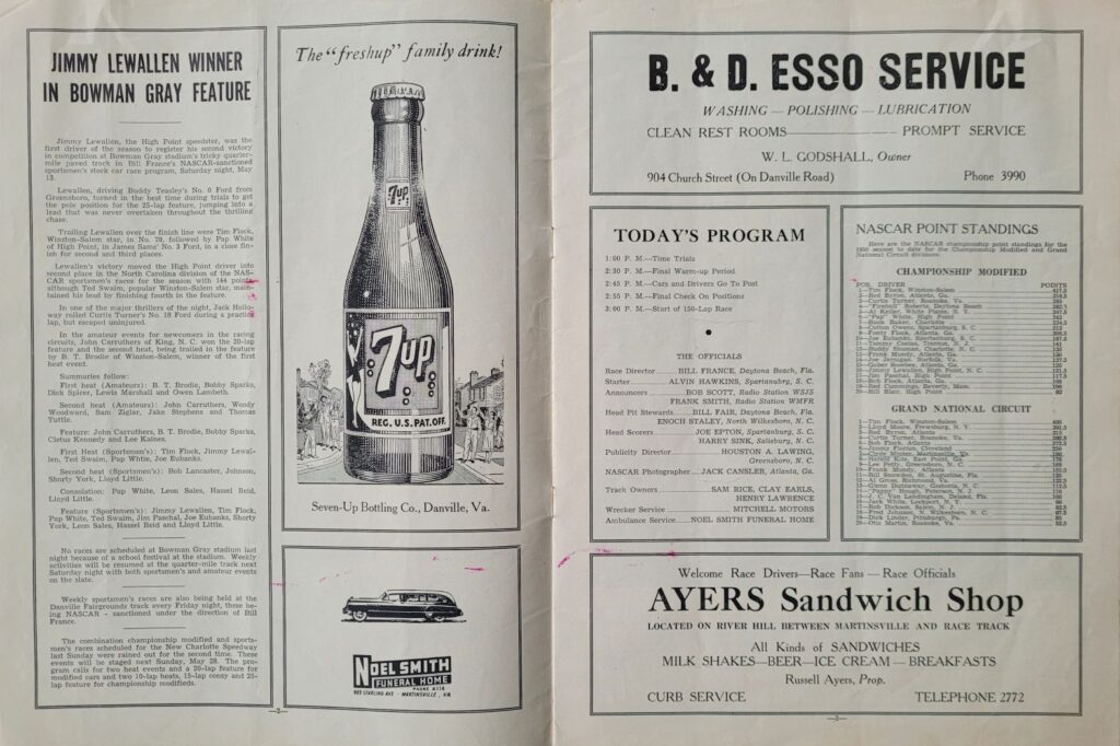 1950 NASCAR Martinsville Spring Program - Event Schedule