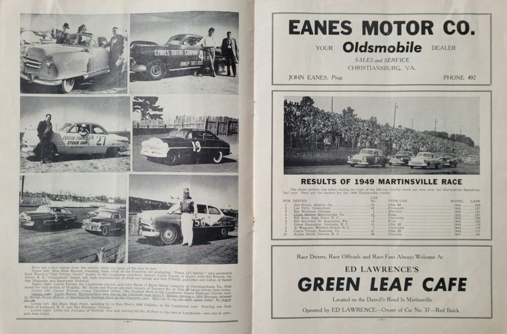 1950 NASCAR Martinsville Spring Program - Previous Race Results