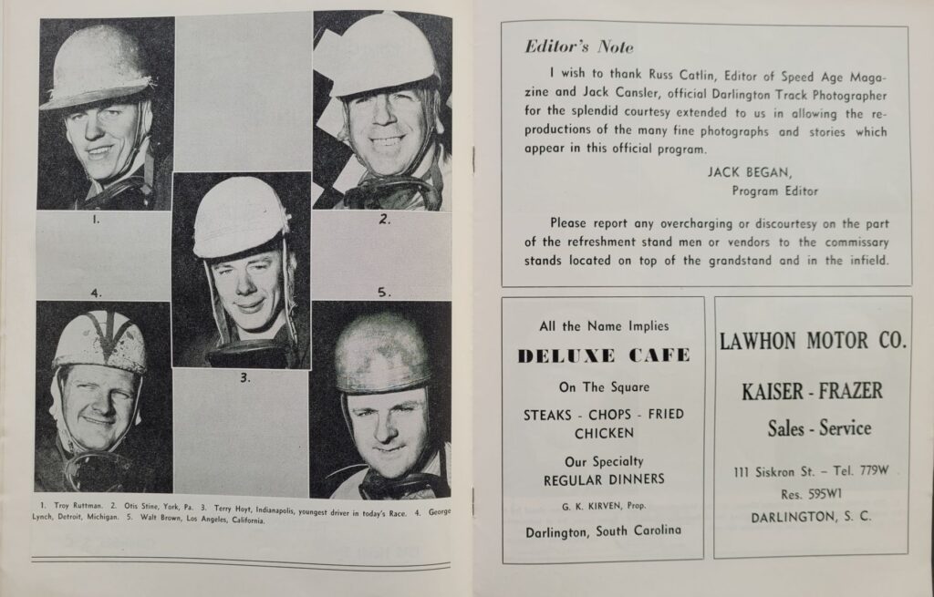 1951 AAA Darlington National Championship 250 Program - Drivers