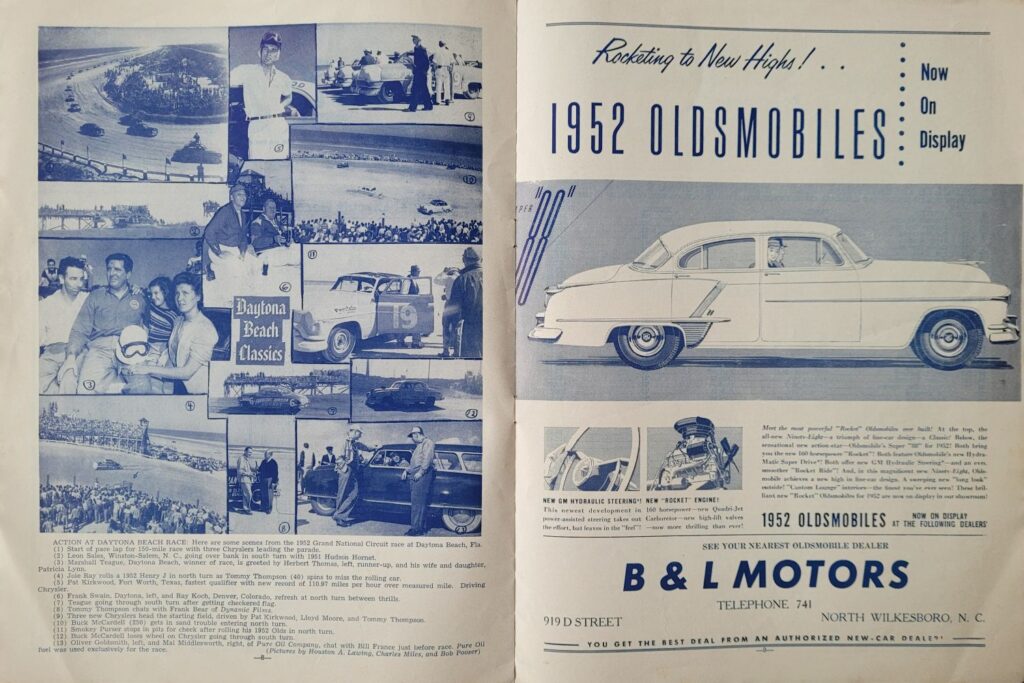 1952 NASCAR North Wilkesboro Spring Program - Daytona Beach Photos