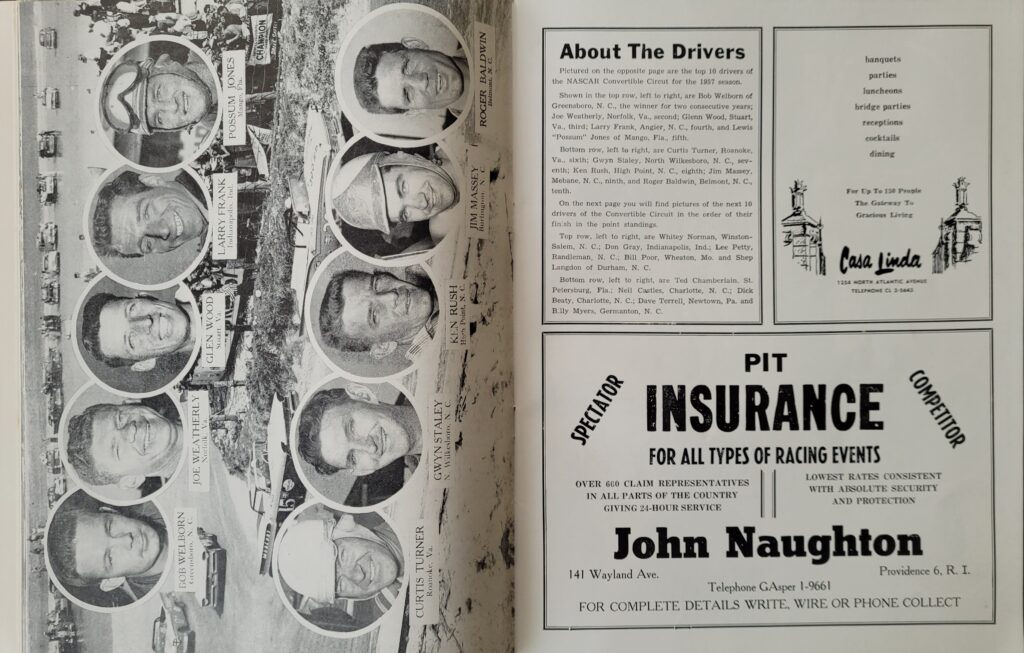 1958 NASCAR Daytona Beach & Road Course Program - Convertible Leaders