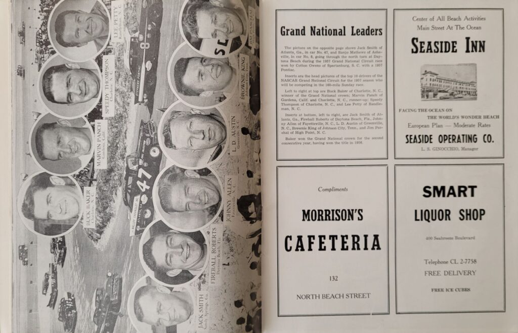 1958 NASCAR Daytona Beach & Road Course Program - Grand National Leaders