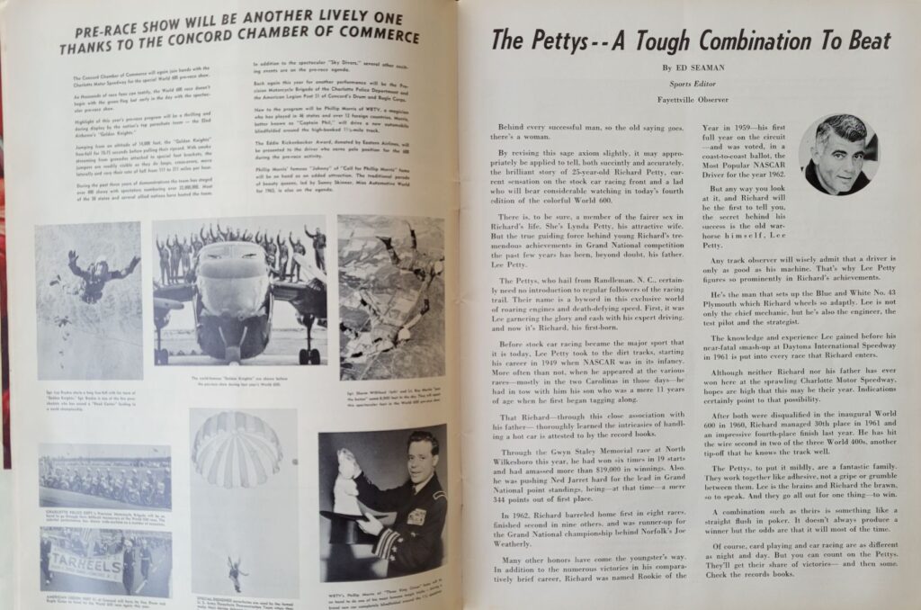 1963 NASCAR Charlotte World 600 Program - The Pettys