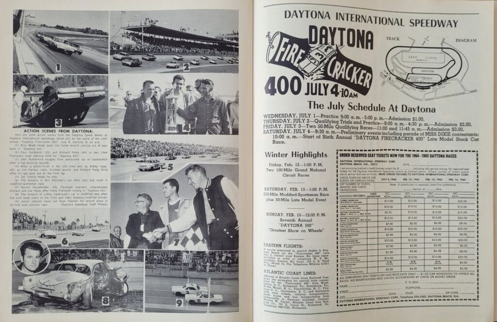 1964 NASCAR Atlanta Dixie 400 Program - Action Photos
