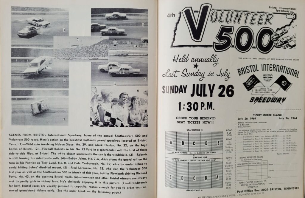 1964 NASCAR Charlotte World 600 Program Bristol Photos