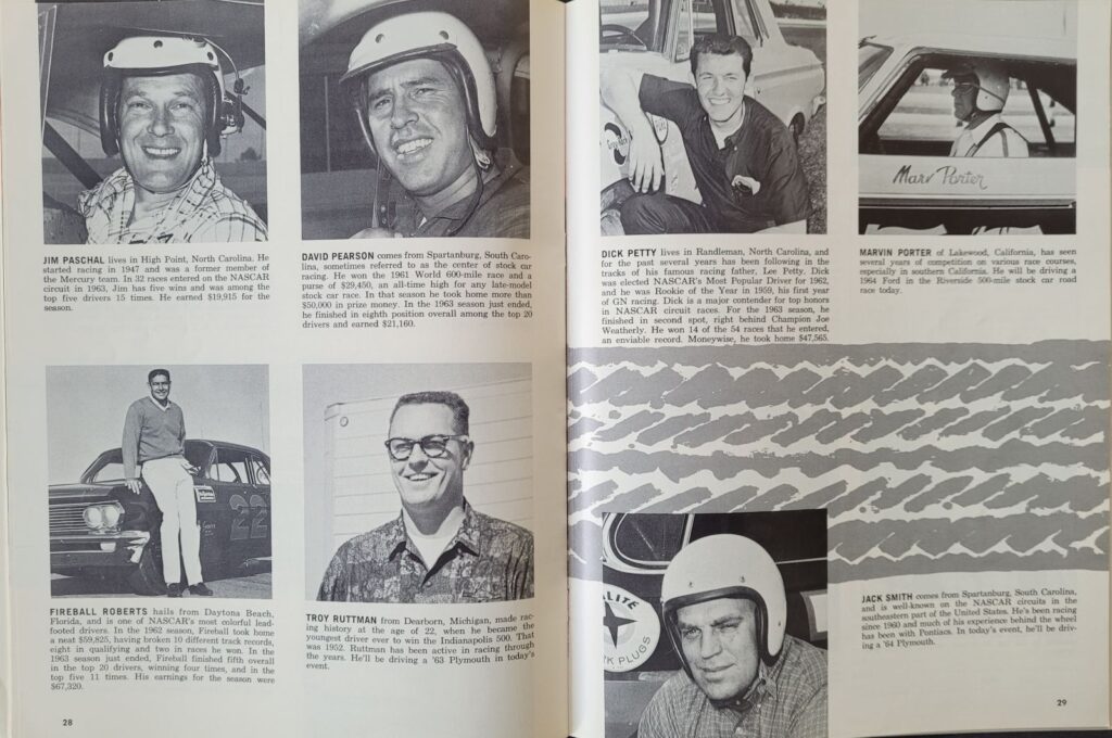 1964 NASCAR Riverside Motor Trend 500 Program - Drivers