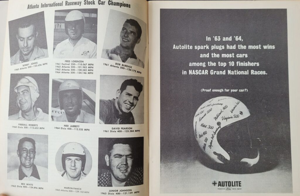 1965 NASCAR Atlanta Dixie 400 Program - Atlanta Champions