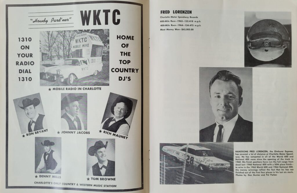 1965 NASCAR Charlotte World 600 Program - Fred Lorenzen