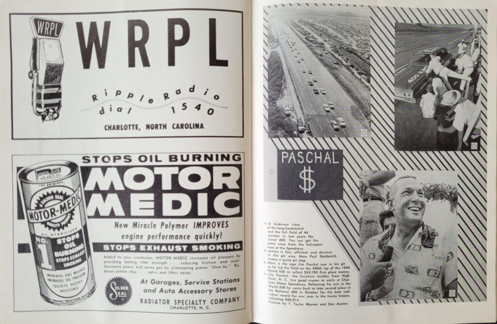1965 NASCAR Charlotte World 600 Program - Jim Paschal