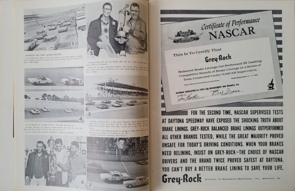 1965 NASCAR Daytona 500 Program - 100 Mile Qualifier Photos