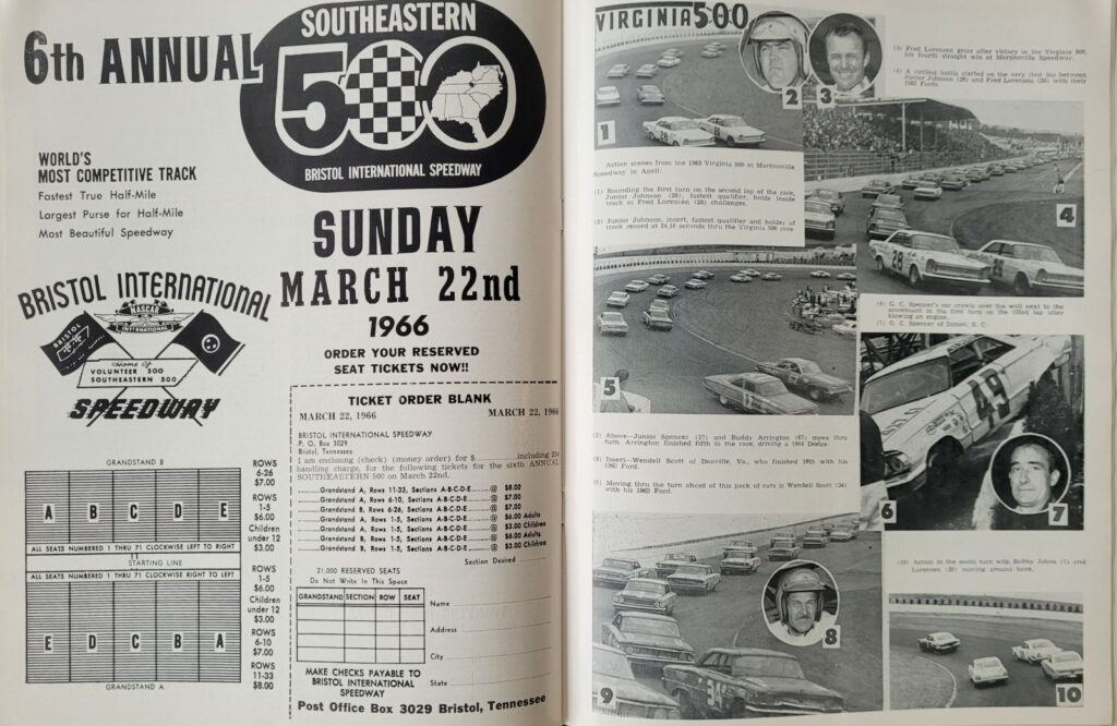 1965 NASCAR Martinsville Old Dominion 500 Program - Virginia 500 Action