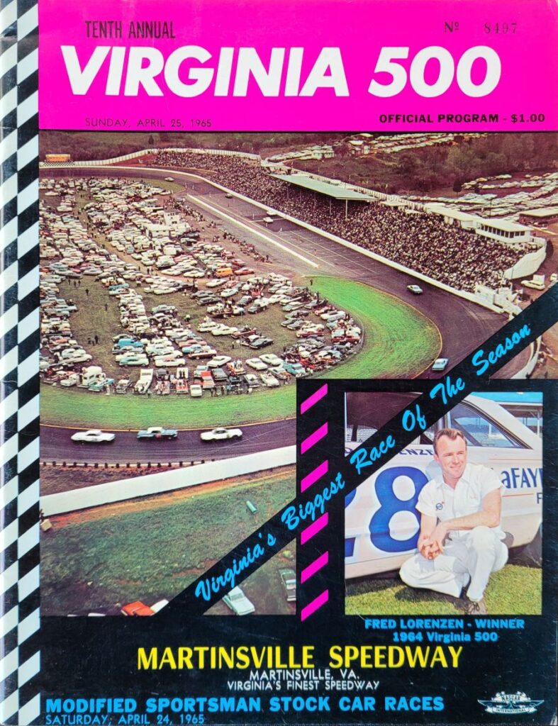 1965 NASCAR Martinsville Virginia 500 Program Front Cover