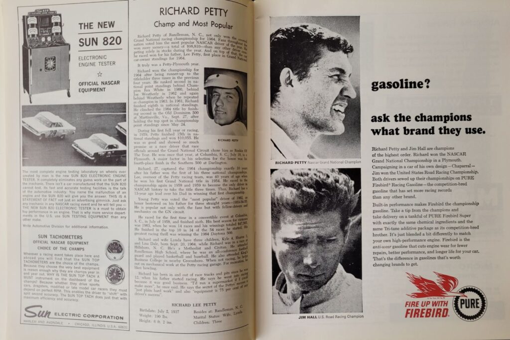 1965 NASCAR Martinsville Virginia 500 Program - Richard Petty