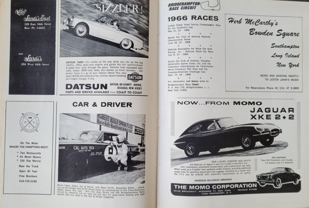 1966 NASCAR Bridgehampton Raceway Program - Bridgehampton Races