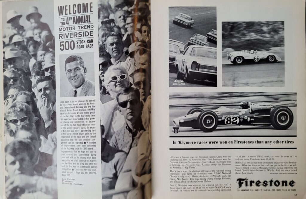 1966 NASCAR Riverside Motor Trend 500 Program Pages 12-13