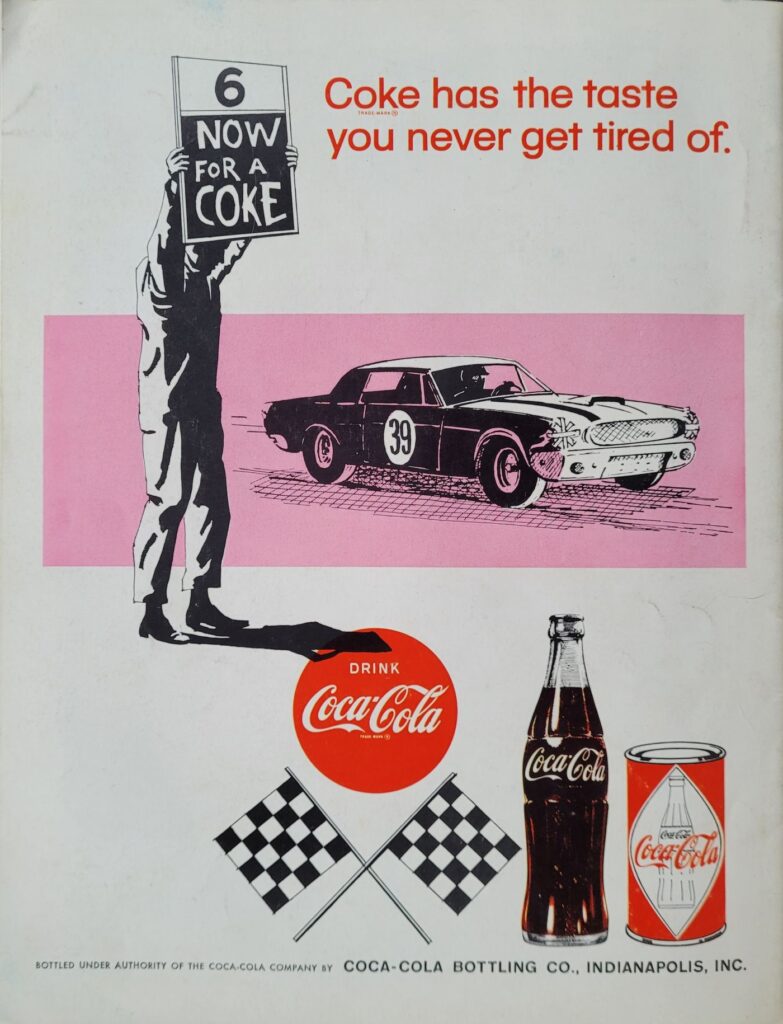 1966 USAC Indianapolis Raceway Park Hoosier Grand Prix Program Back Cover