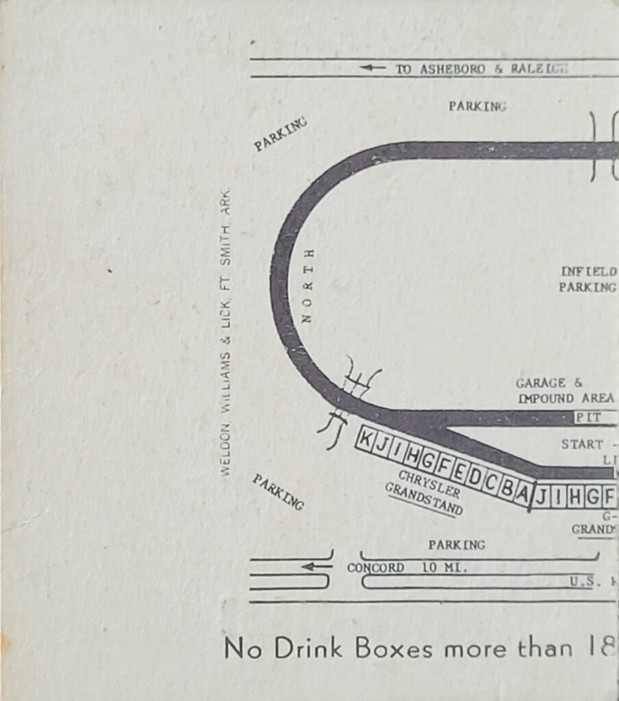 1967 NASCAR Charlotte World 600 Ticket Stub Back
