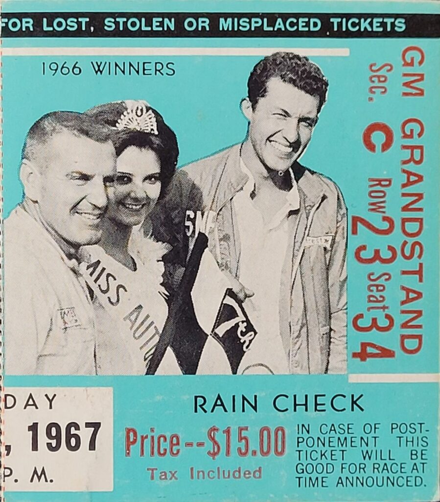 1967 NASCAR Charlotte World 600 Ticket Stub Front