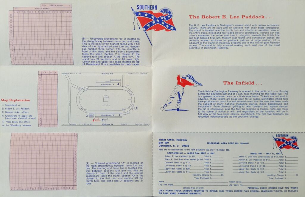 1967 NASCAR Darlington Southern 500 Brochure Interior