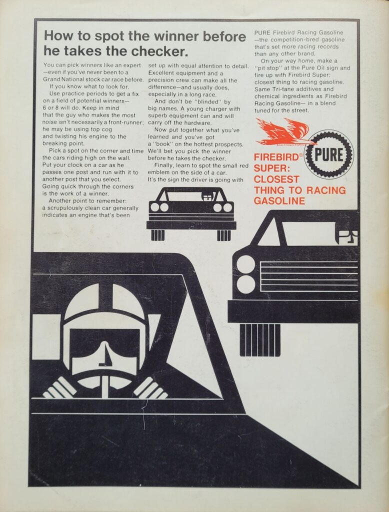 1967 NASCAR Darlington Southern 500 Program Back Cover